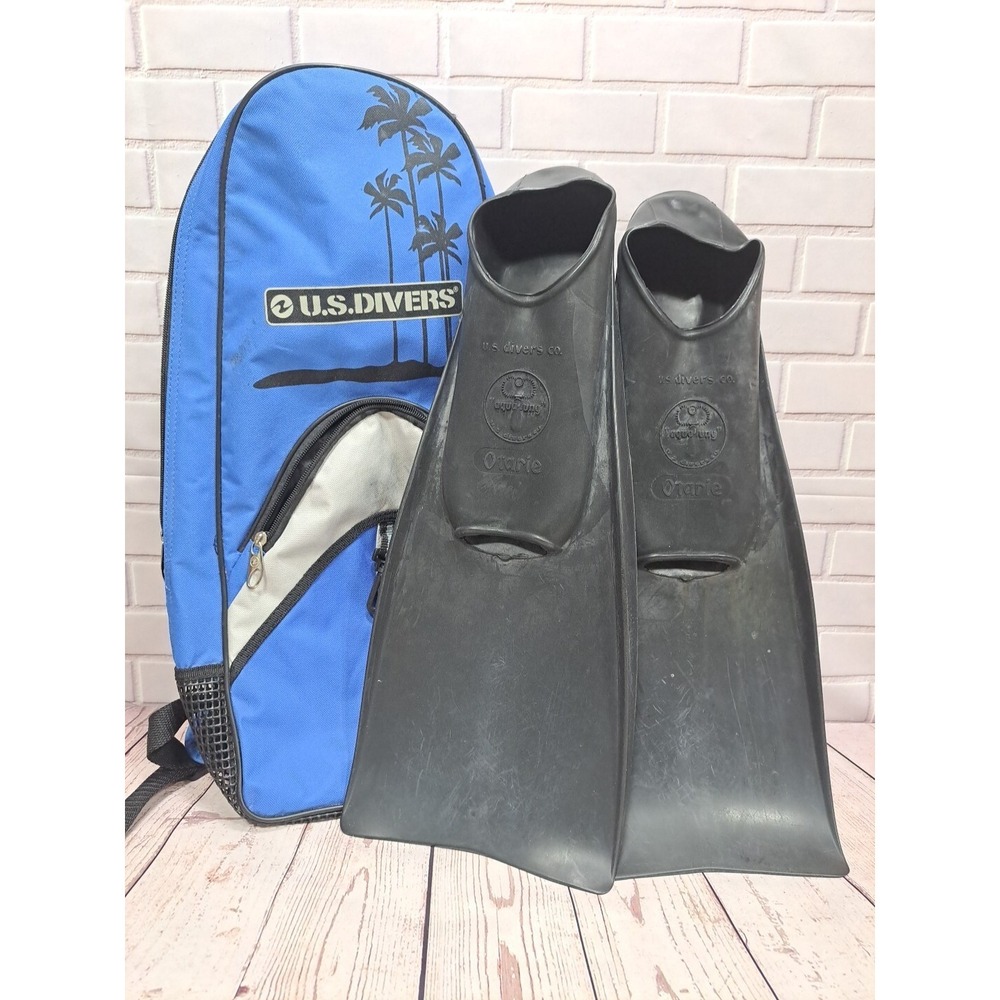 U.S. Divers Aqua Lung Otarie Fins, Black, 9.5-11.5, With Case Made In USA